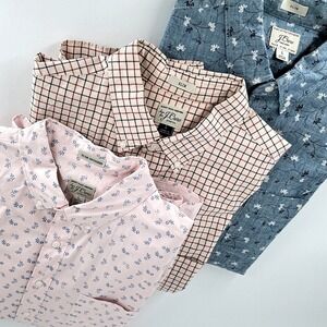 J.Crew Mens Size Large Slim Fit Button Down Shirts Blue Pink Plaid Floral